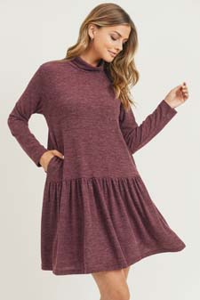 Women's Turtleneck Peplum Hem Sweater Dress