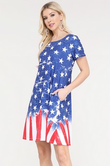 Women's You're a Firework Short Sleeve Dress with Pockets (Large only) style 2