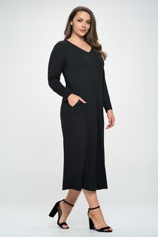 Women's V-Neck Maxi Dress with Pockets style 2