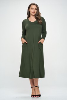 Women's V-Neck Maxi Dress with Pockets style 5