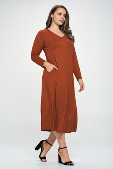 Women's V-Neck Maxi Dress with Pockets style 2