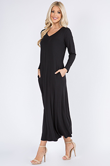 Women's V-Neck Maxi Dress with Pockets style 2