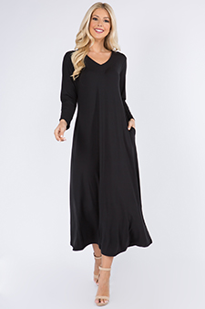 Women's V-Neck Maxi Dress with Pockets style 4