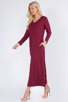 Women's V-Neck Maxi Dress with Pockets style 2