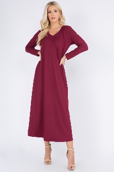 Women's V-Neck Maxi Dress with Pockets style 4