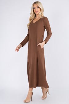 Women's V-Neck Maxi Dress with Pockets style 2