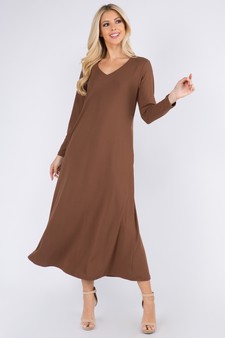 Women's V-Neck Maxi Dress with Pockets style 4