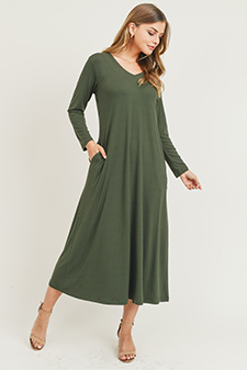 Women's V-Neck Maxi Dress with Pockets style 2