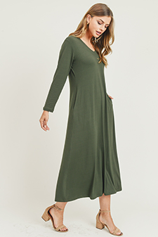 Women's V-Neck Maxi Dress with Pockets style 3