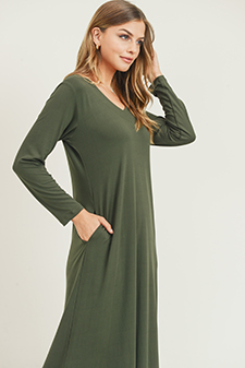 Women's V-Neck Maxi Dress with Pockets style 4