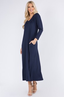 Women's V-Neck Maxi Dress with Pockets style 2