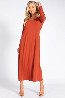 Women's V-Neck Maxi Dress with Pockets style 5