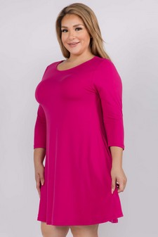 Women's Three-Quarter Sleeve Swing Dress style 2