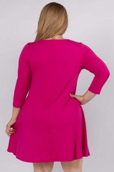 Women's Three-Quarter Sleeve Swing Dress style 3