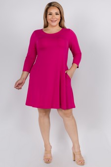 Women's Three-Quarter Sleeve Swing Dress style 4