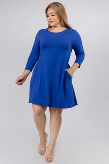 Women's Three-Quarter Sleeve Swing Dress style 4