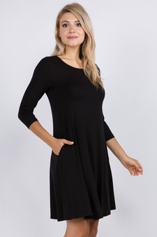 Women's Three-Quarter Sleeve Swing Dress style 2