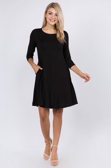 Women's Three-Quarter Sleeve Swing Dress style 4