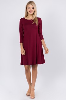 Women's Three-Quarter Sleeve Swing Dress style 2