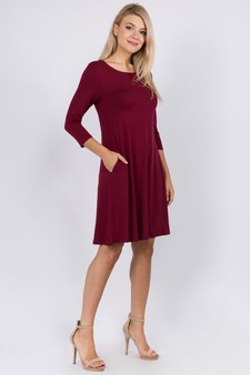 Women's Three-Quarter Sleeve Swing Dress style 3