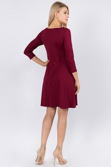 Women's Three-Quarter Sleeve Swing Dress style 4