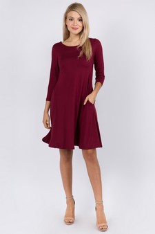 Women's Three-Quarter Sleeve Swing Dress style 5