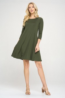 Women's Three-Quarter Sleeve Swing Dress style 4