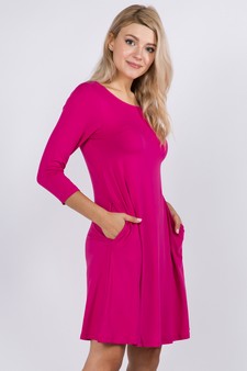 Women's Three-Quarter Sleeve Swing Dress style 2