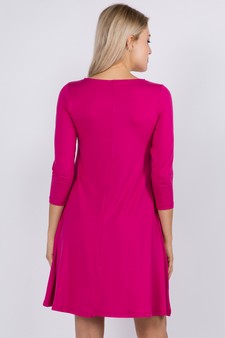 Women's Three-Quarter Sleeve Swing Dress style 3