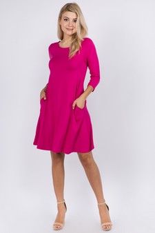 Women's Three-Quarter Sleeve Swing Dress style 4