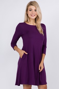 Women's Three-Quarter Sleeve Swing Dress style 2