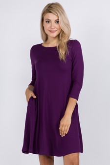 Women's Three-Quarter Sleeve Swing Dress style 3
