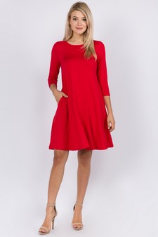 Women's Three-Quarter Sleeve Swing Dress style 2