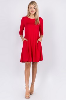 Women's Three-Quarter Sleeve Swing Dress style 5