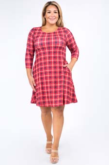 Women's Plaid A-Line Swing Dress style 2