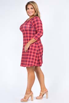 Women's Plaid A-Line Swing Dress style 3