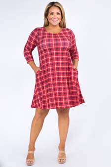 Women's Plaid A-Line Swing Dress style 4