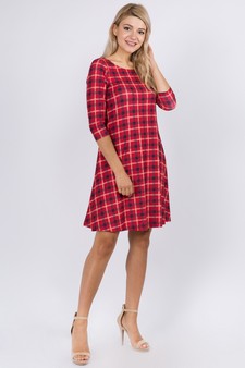 Women's Plaid A-Line Swing Dress style 2