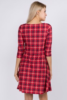 Women's Plaid A-Line Swing Dress style 3