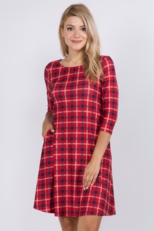 Women's Plaid A-Line Swing Dress style 4