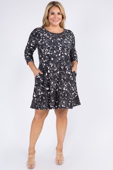 Women's Geometric Cheetah Print Swing Dress with Pockets (XL only) style 4
