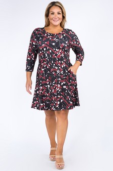 Women's Geometric Cheetah Print Swing Dress with Pockets style 4