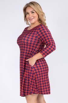 Women's Houndstooth 3/4 Sleeve Dress style 2