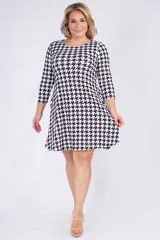 Women's Houndstooth 3/4 Sleeve Dress style 4