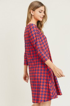 Women's Houndstooth 3/4 Sleeve Dress style 3