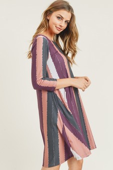 Women's Multi-Striped Swing Dress with Pockets style 3