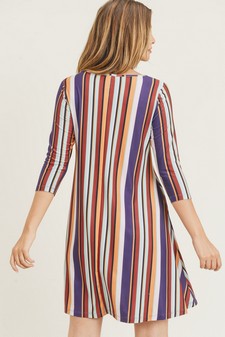 Women's Multi-Striped Swing Dress with Pockets style 6
