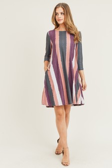 Women's Multi-Striped Swing Dress with Pockets style 8