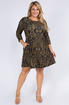 Women's Glamour Swirl Pattern A-Line Dress style 4