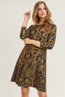 Women's Glamour Swirl Pattern A-Line Dress style 4